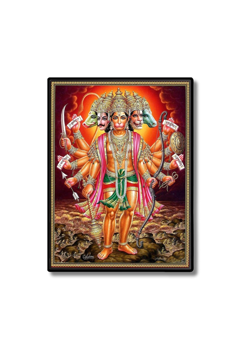 Panchamukhi Hanuman Laminated Photo (11x13 Inches Without glass) Divine Blessings for Table and Walls,Home & Office and Temple Decoration