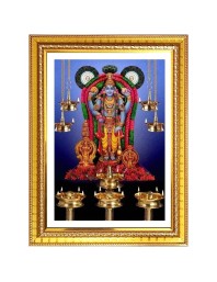 Guruvayurappan Photo Frame - 12x16 Inches, Brown Wooden Frame for Home, Office & Temple Decoration