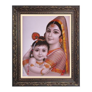 Baby Krishna with Maa yoshda Big Photo Frame - 16x20 Inches for Home & Office Decoration