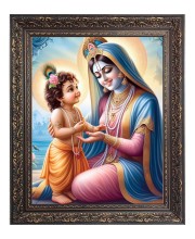 Ma Yoshada with baby Krishna Big Photo Frame - 24x28 Inches for Home & Office Decoration