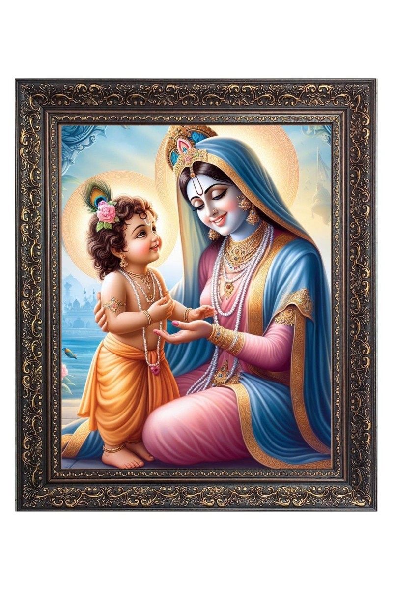 Ma Yoshada with baby Krishna Big Photo Frame - 22x26 Inches for Home & Office Decoration