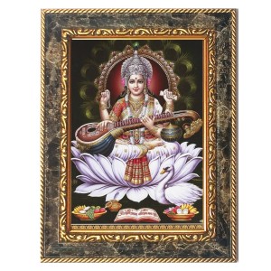 Maa Saraswati Digital Print Photo 6.7x8.7 inches (I6056) - Vibrant Religious Wall Art for Home or Office Decor.