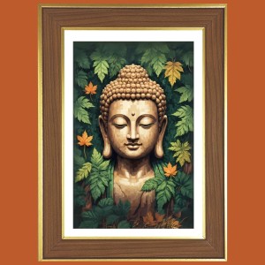 Blissful Buddha Photo Frame - 10x14 Inches, Brown Wooden Frame for Home, Office & Temple Decoration Blissful Buddha Photo Frame - 10x14 Inches, Brown Wooden Frame for Home, Office & Temple Decoration