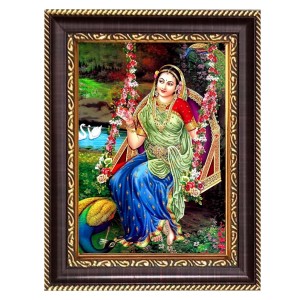 Shri Radha Digital Print Photo 6.7x8.7 inches - Vibrant Religious Wall Art for Home or Office Decor.
