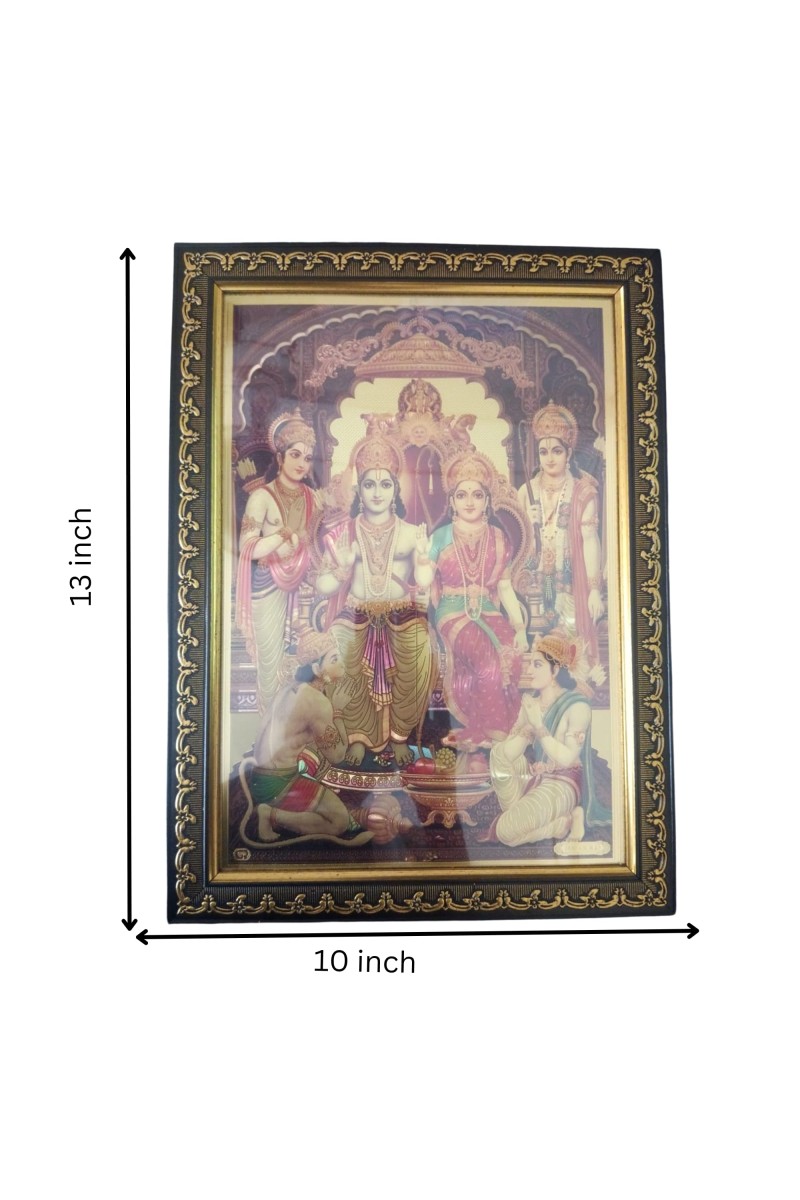 Hitech Sales Lord Sri Ram Darbar Light Weighted photo Frame Waterproof Acrylic 3d photo with Wooden Frames for Table, Temple Wall, Mandir, Gym, and Outdoor Spaces, Home Decor