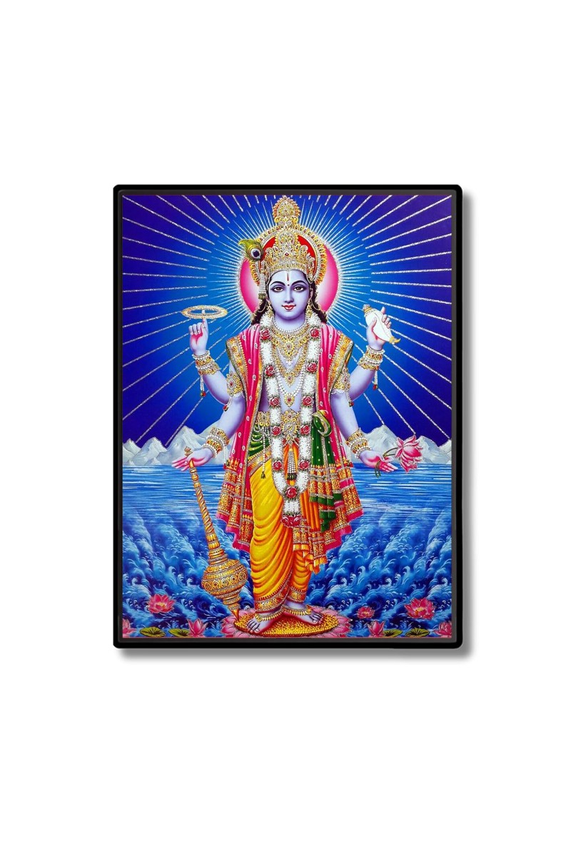 Vishnu Laminated Photo - 7x9 Inches, Divine Blessings for Home & Office and Temple Decoration