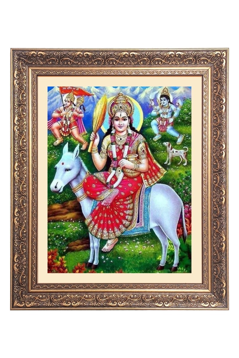 Maa Shitala Debi Big Photo Frame - 24x28 Inches for Home & Office Decoration
