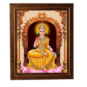 Hitech Sales Mata Annapurna Devi Photo Frame for Pooja Room, Temple Decor, Home Decoration and Gift (Wall and Tabletop, Rectangular, Printed Photo, 12 x 14 inches Frame, Brown)