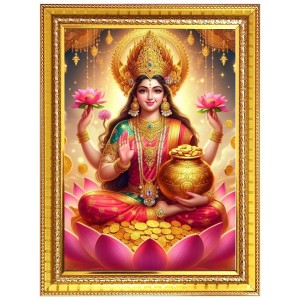 Maa Dhana Lakshmi Photo Frame - 10x14 Inches, Brown Wooden Frame for Home, Office & Temple Decoration Maa Dhana Lakshmi Photo Frame - 10x14 Inches, Brown Wooden Frame for Home, Office & Temple Decoration