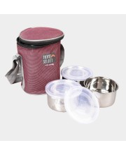Steel Lunch Box, 3 Containers and 1 Bag, 1Bag, 3 Containers