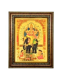 Hitech Sales Lord Sri Biswakarma Vishwakarma gold plated photo with Light Weighted Waterproof Glass Cover 9X7 Wooden Frames for Table, Temple Wall, Mandir, Gym, and Outdoor Spaces, Home Decor