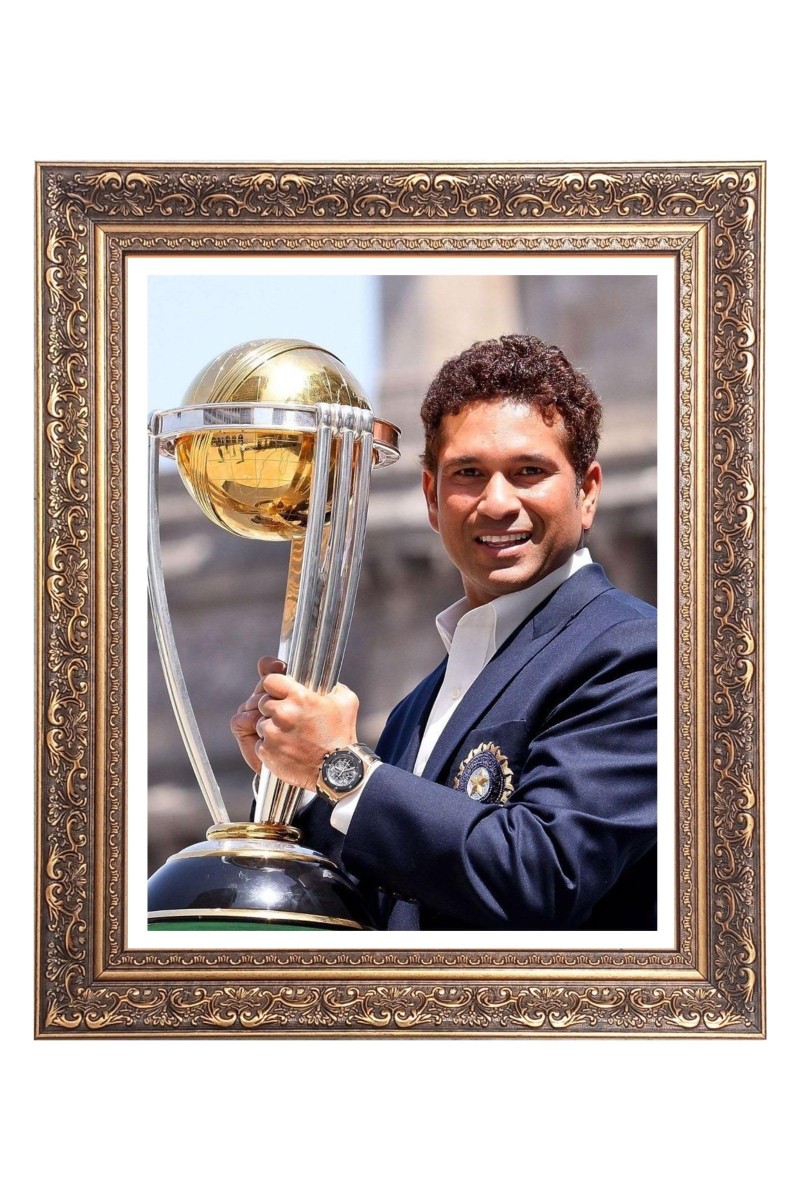 Sri Sachin Tendulkar with World cup Big Photo Frame - 16x20 Inches for Home & Office Decoration