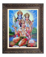 Sri Ram, Maa Sita and Sri Hanuman Big Photo Frame - 16x20 Inches for Home & Office Decoration