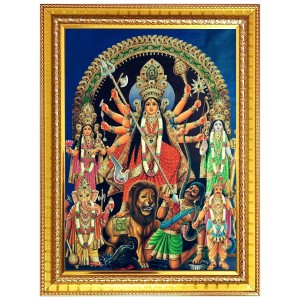 Maa Mahishasura mardhini Photo Frame - 10x14 Inches, Brown Wooden Frame for Home, Office & Temple Decoration Maa Mahishasura mardhini Photo Frame - 10x14 Inches, Brown Wooden Frame for Home, Office & Temple Decoration