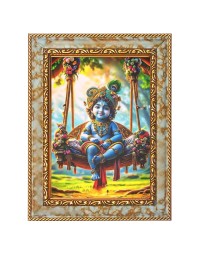 Little Krishna Digital Print Photo 10.7x12.7 inches (I6110) - Vibrant Religious Wall Art for Home or Office Decor.