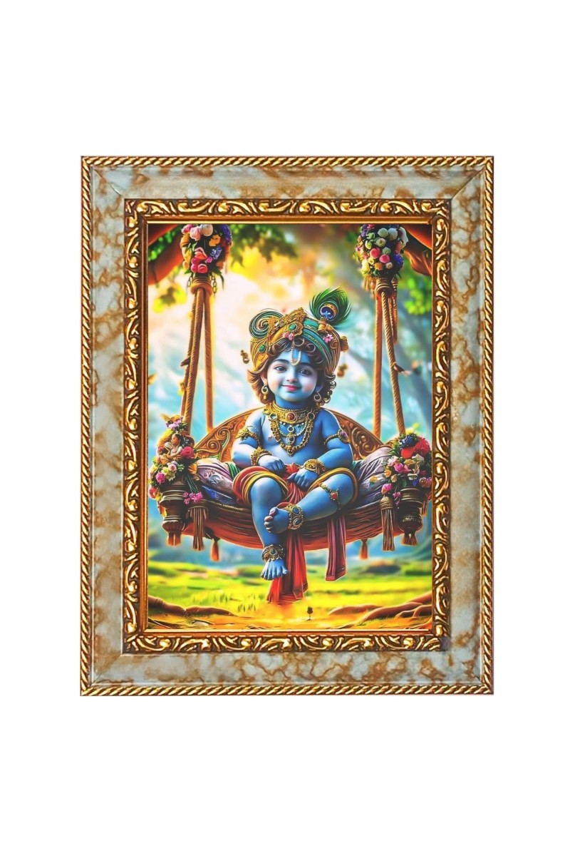 Little Krishna Digital Print Photo 10.7x12.7 inches (I6110) - Vibrant Religious Wall Art for Home or Office Decor.