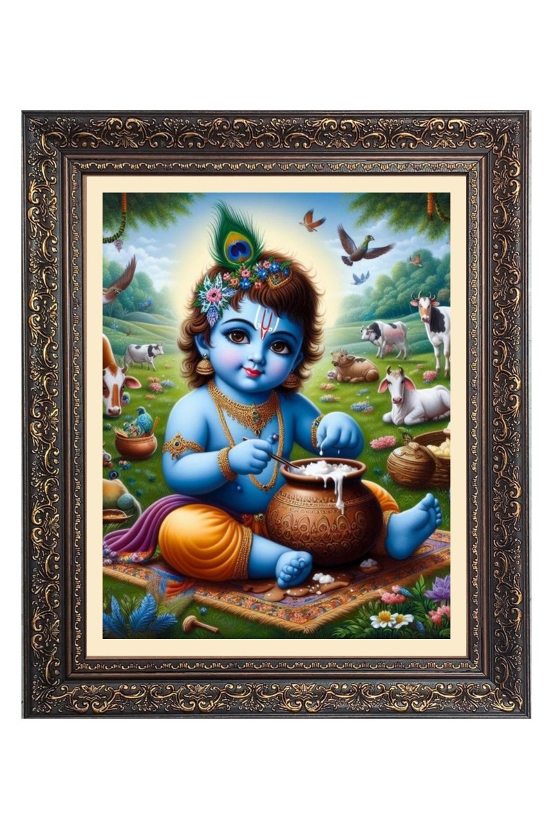 Baby Krishna Big Photo Frame - 16x20 Inches for Home & Office Decoration