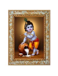 Lord Baby Krishna Digital Print Photo 10.7x12.7 inches (I6011) - Vibrant Religious Wall Art for Home or Office Decor.