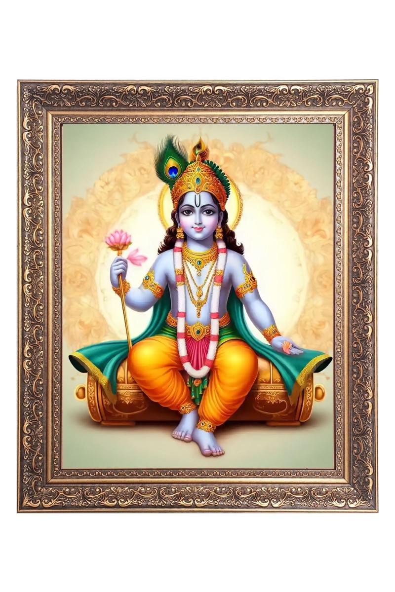Sri Krishna Big Photo Frame - 16x20 Inches for Home & Office Decoration