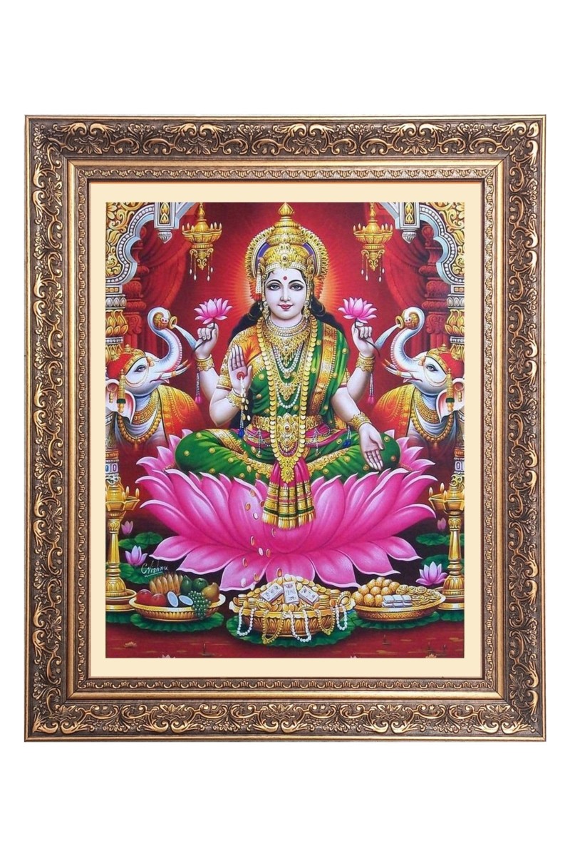 Mata Lakshmi (Laxmi) Big Photo Frame - 16x20 Inches for Home & Office Decoration