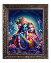 Sri Radha with Sri Krishna Big Photo Frame - 18x22 Inches for Home & Office Decoration