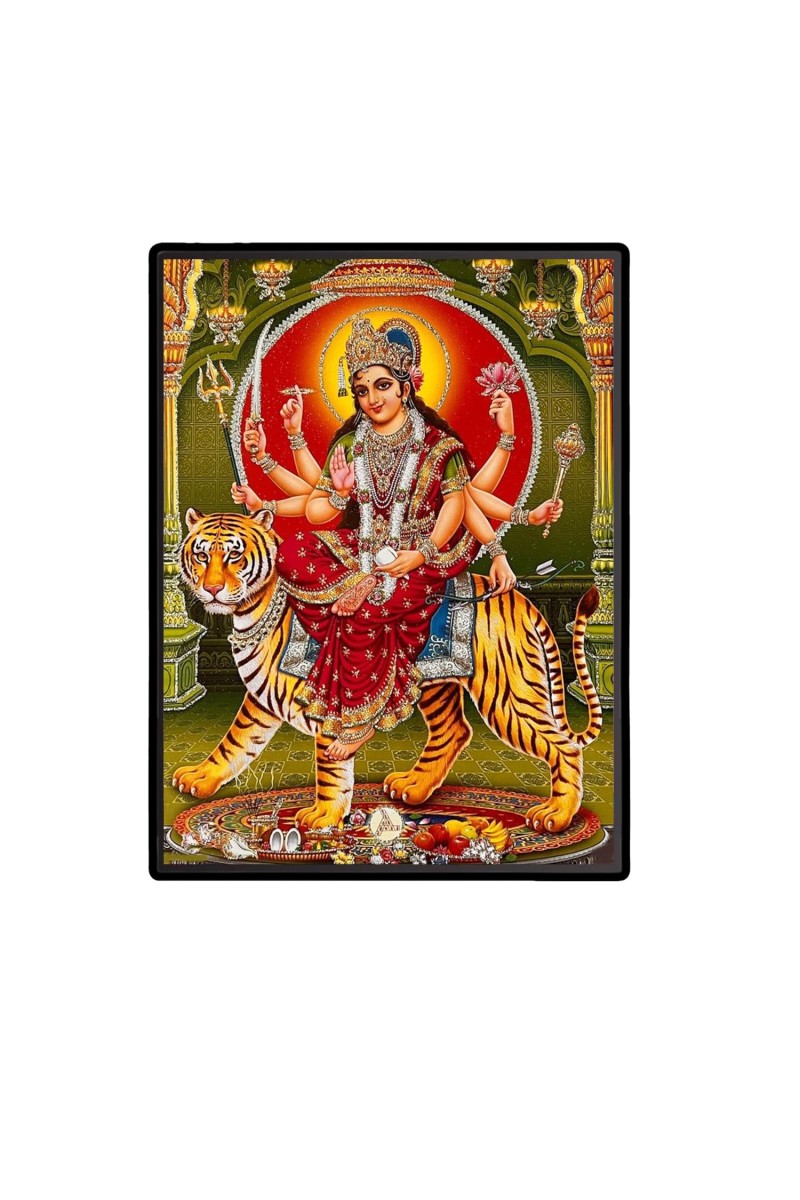 Maa Durga Laminated Photo (9x11 Inches) Divine Blessings for Home & Office and Temple Decoration
