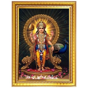 Murugan Subramanya Swamy Photo Frame - 10x14 Inches, Brown Wooden Frame for Home, Office & Temple Decoration Murugan Subramanya Swamy Photo Frame - 10x14 Inches, Brown Wooden Frame for Home, Office & Temple Decoration