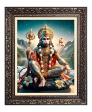 Sri Hanuman Big Photo Frame - 16x20 Inches for Home & Office Decoration