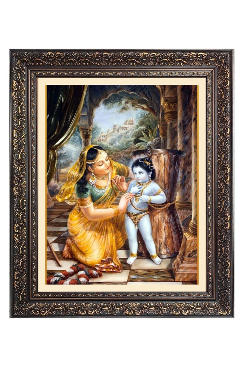 baby Krishna with Maa yoshoda Big Photo Frame - 16x20 Inches for Home & Office Decoration