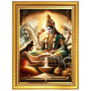 Maa Annapoorna devi Photo Frame - 12x16 Inches, Brown Wooden Frame for Home, Office & Temple Decoration