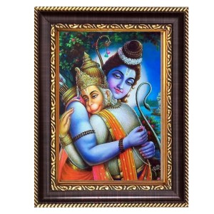 Lord Shiva and Hanuman Digital Print Photo 14.7x16.7 inches (I6063) - Vibrant Religious Wall Art for Home or Office Decor.