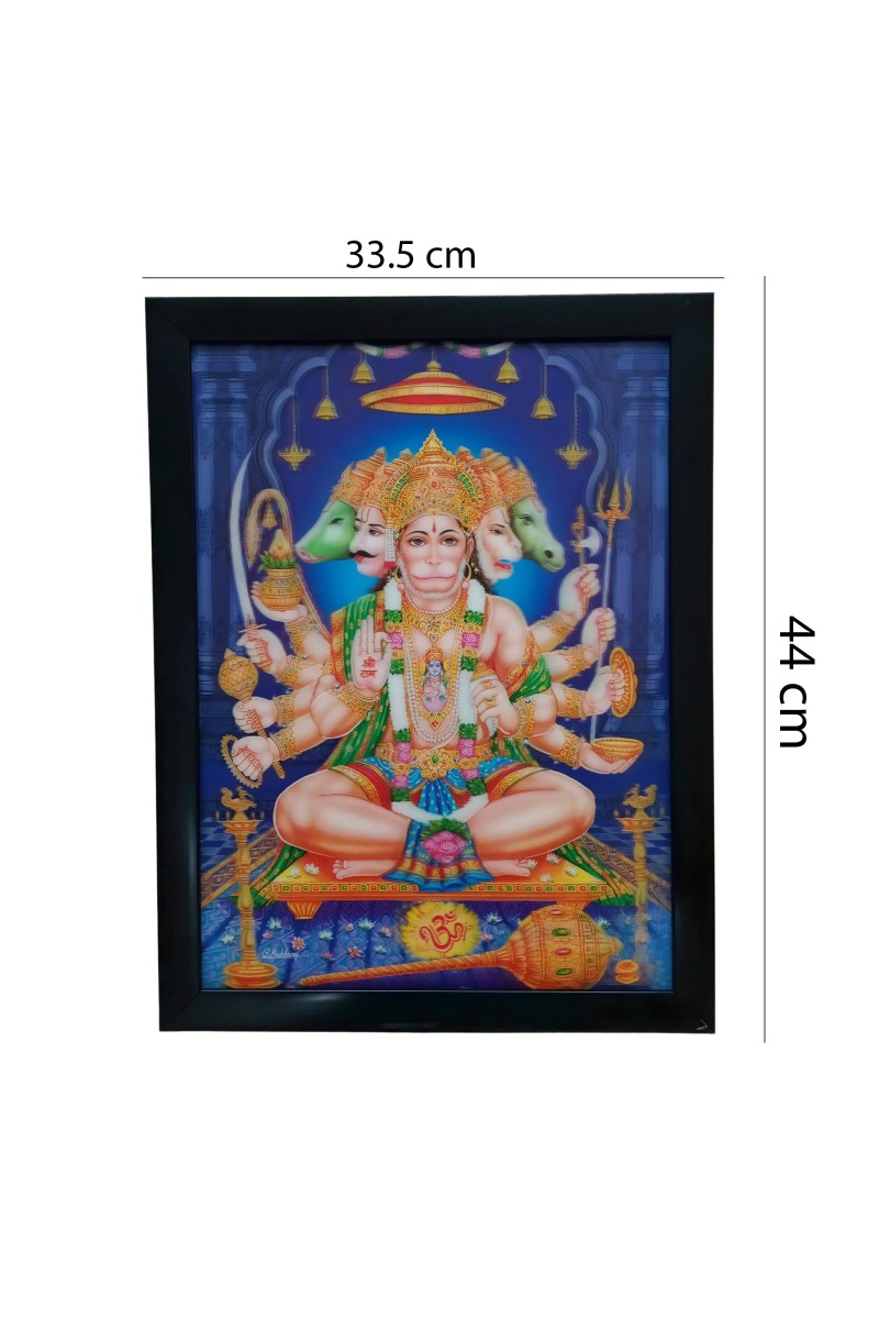 Hitech Panchmukhi Hanuman, Bajrangbali 3D Laminated Photo Frame - Perfect Décor for Walls, Tables, and Sacred Spaces. Great for Gifts, Puja, and Elevating Living Room Ambiance
