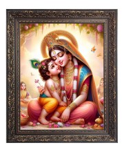 Maa Yoshoda with baby krishna Big Photo Frame - 18x22 Inches for Home & Office Decoration
