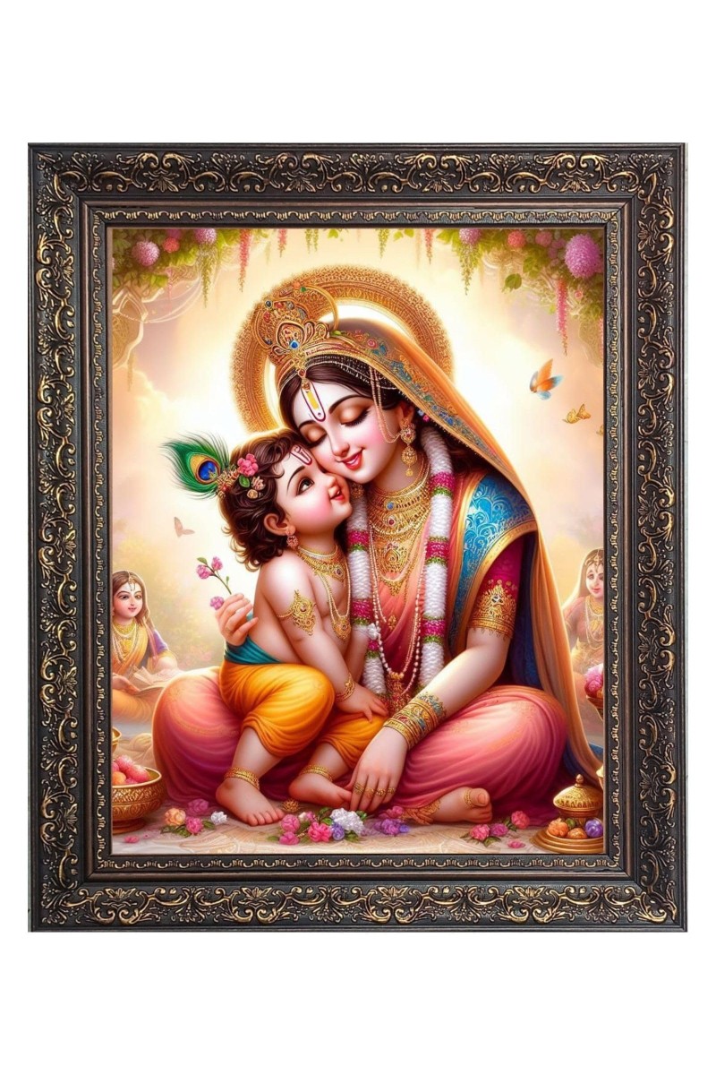 Maa Yoshoda with baby krishna Big Photo Frame - 24x28 Inches for Home & Office Decoration