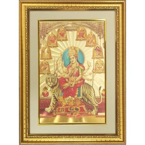 Navadurga Golden Photo 11.5x15.5 Inches Perfect for Home, Office & Temple Decoration