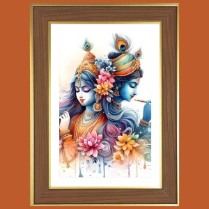 Radha and sri krsihna Photo Frame - 12x16 Inches, Brown Wooden Frame for Home, Office & Temple Decoration Radha and sri krsihna Photo Frame - 12x16 Inches, Brown Wooden Frame for Home, Office & Temple Decoration