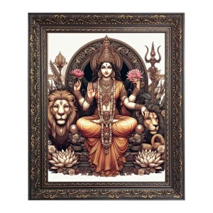 Goddess Durga Big Photo Frame - 22x26 Inches for Home & Office Decoration