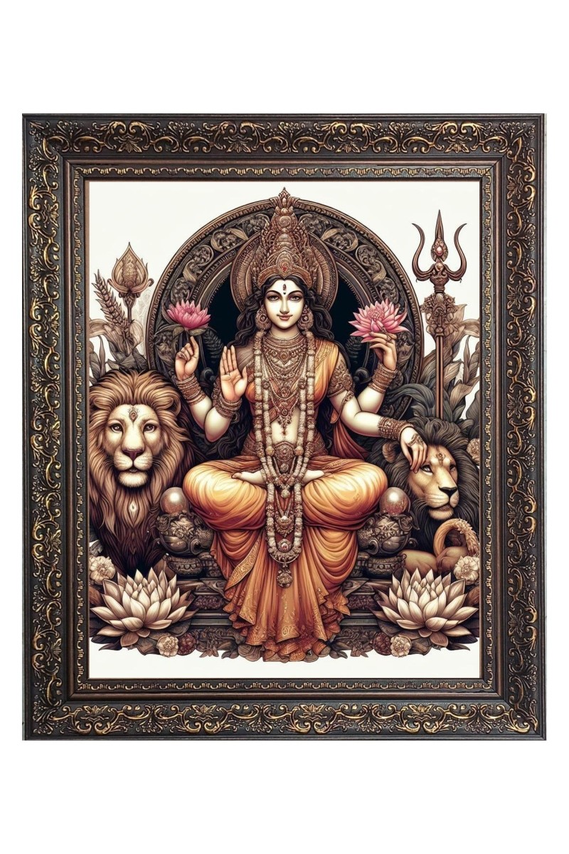 Goddess Durga Big Photo Frame - 22x26 Inches for Home & Office Decoration