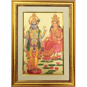Maa Laxmi & Sri Narayan Golden Photo 11.5x15.5 Inches Perfect for Home, Office & Temple Decoration Maa Laxmi & Sri Narayan Golden Photo 11.5x15.5 Inches Perfect for Home, Office & Temple Decoration