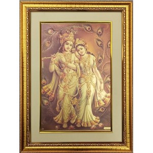 Sri Radha And Sri Krishna Golden Photo 11.5x15.5 Inches Perfect for Home, Office & Temple Decoration Sri Radha And Sri Krishna Golden Photo 11.5x15.5 Inches Perfect for Home, Office & Temple Decoration