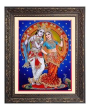 Sri Radha and Sri Krishna Big Photo Frame - 16x20 Inches for Home & Office Decoration
