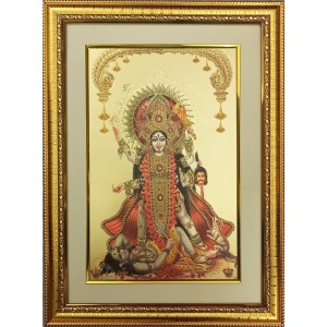 Maa kaali Golden Photo 11.5x15.5 Inches Perfect for Home, Office & Temple Decoration