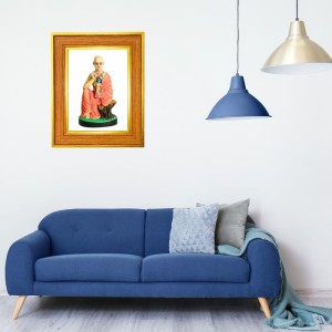 Chaitanyaa Mahaprabhu Photo Frame 10x14 Inches-Brown Wooden Frame For Home, Office & Temple Decoration And Gifting (F6477)
