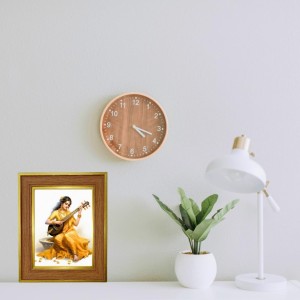 Goddess Saraswati, Photo Frame 10x14 Inches-Brown Wooden Frame For Home, Office & Temple Decoration And Gifting (F6419)