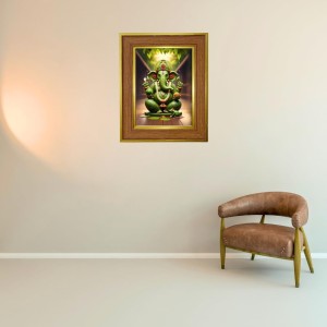 Lord Ganesha Photo Frame 12x16 Inches-Brown Wooden Frame For Home, Office & Temple Decoration And Gifting (F6233)