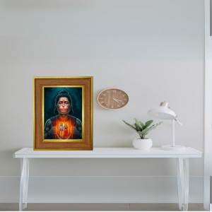 Lord Hanuman Photo Frame 10x14 Inches-Brown Wooden Frame For Home, Office & Temple Decoration And Gifting (F6232)