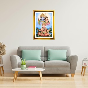 Ram, Sita & Hanuman Golden Photo Frame - 16x20 Inches | Elegant Wooden Frame For Home, Office & Temple Decoration | Spiritual Wall & Table Decor And Gift Item (F9894)