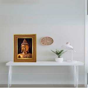 Lord Buddha Photo Frame 12x16 Inches-Brown Wooden Frame For Home, Office & Temple Decoration And Gifting (F6255)