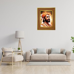 Chhatrapati Shivaji Maharaja Photo Frame 10x14 Inches-Brown Wooden Frame For Home, Office & Temple Decoration And Gifting (F6375)