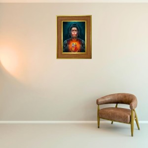 Lord Hanuman Photo Frame 10x14 Inches-Brown Wooden Frame For Home, Office & Temple Decoration And Gifting (F6232)